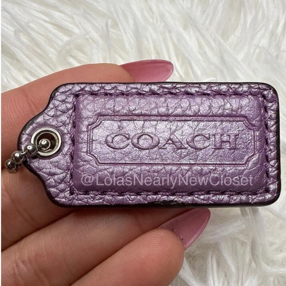 1.5" COACH Purple Fob Bag Charm Hang tag Hangtag